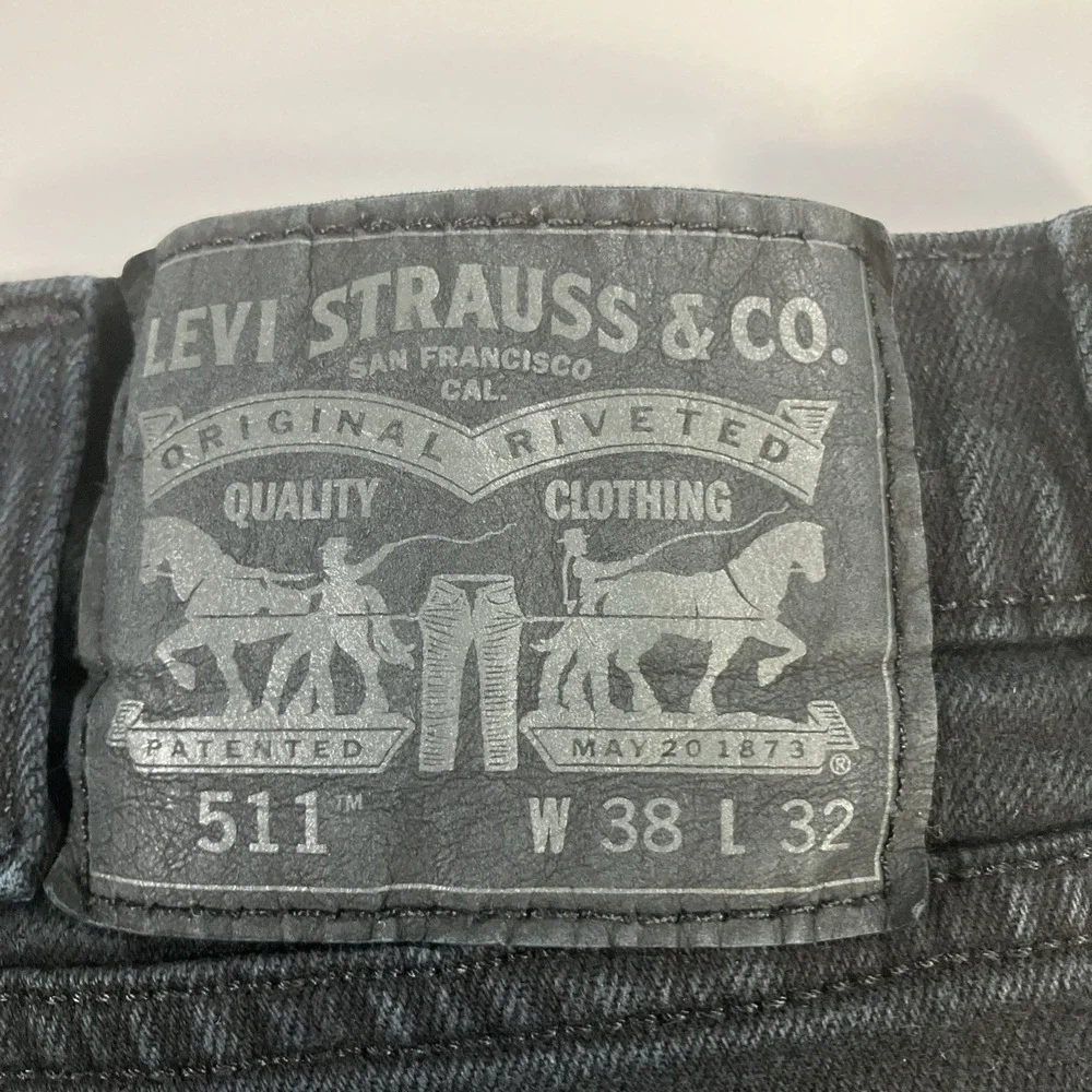 Levis‎ 511 Jeans Mens Size 38x32 Black Slim Fit Straight Leg Denim Pants